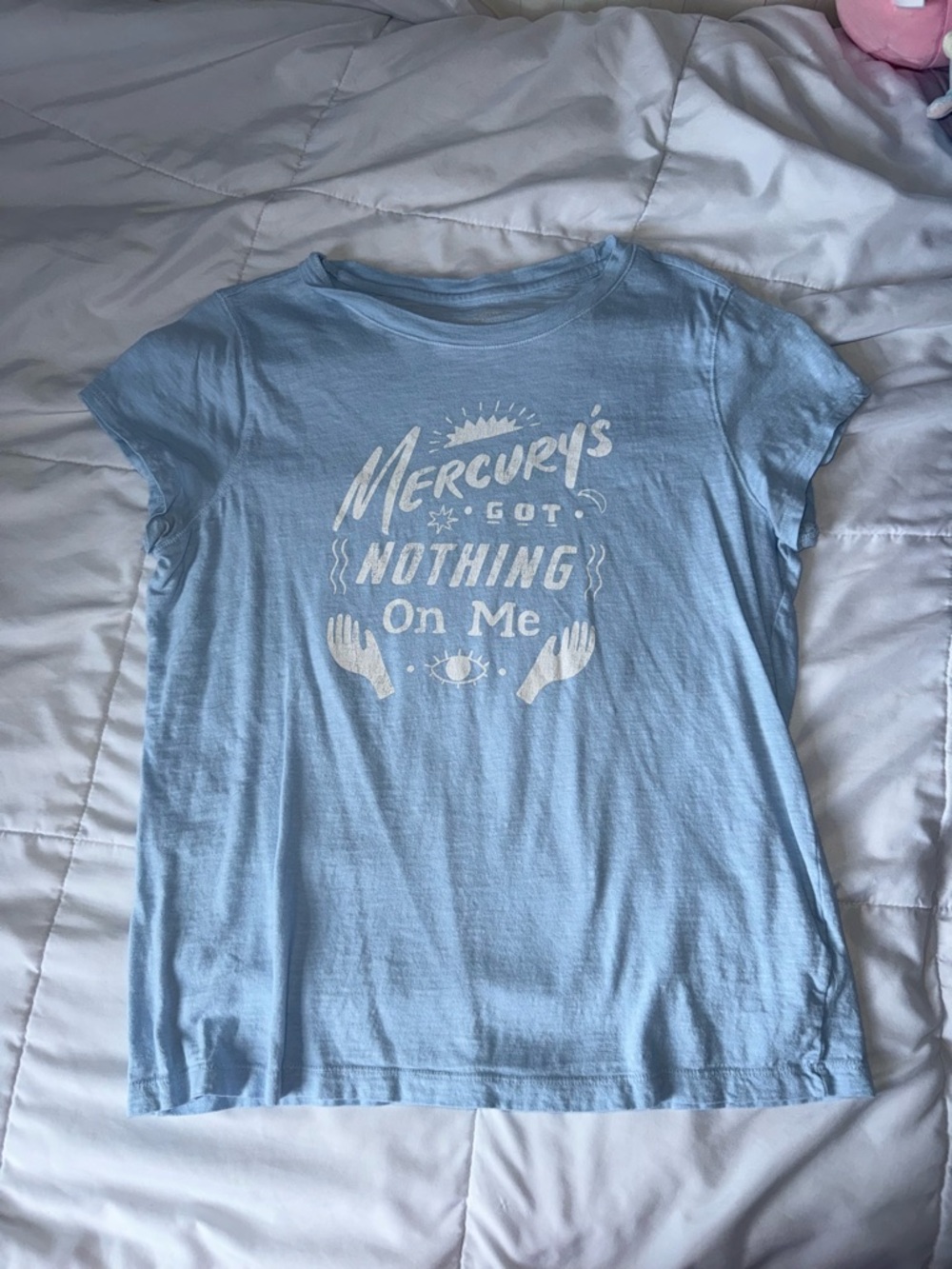 Women Light Blue Graphic Tee - "Mercury's Got Nothing On Me"